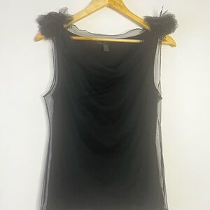 Banana Republic Black Sheer-Trim Sleeveless Blouse